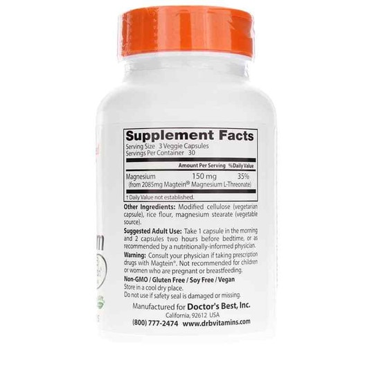 Brain Magnesium with Magtein 50 Mg, 90 Veg Capsules, DRB