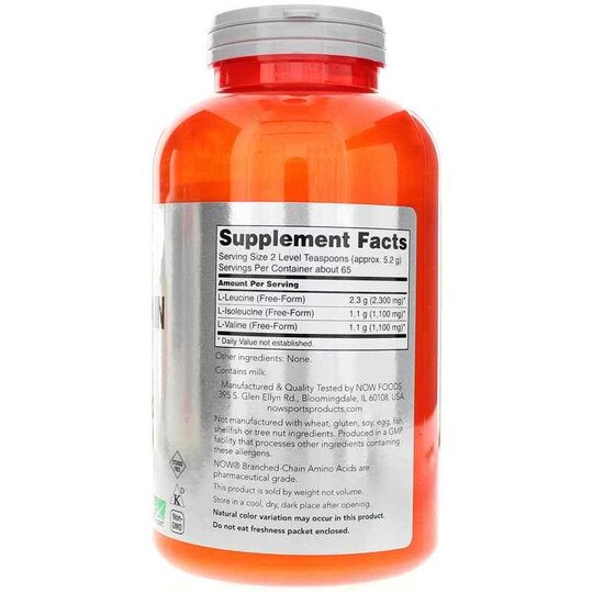 Branched Chain Amino Acid Powder, 12 Oz, NOW