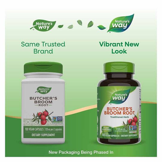 Butcher's Broom, 100 Veg Capsules, NWA