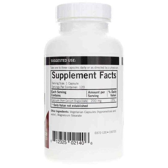 Calcium 200 Mg Bisglycinate Chelate, 120 Capsules, KRK