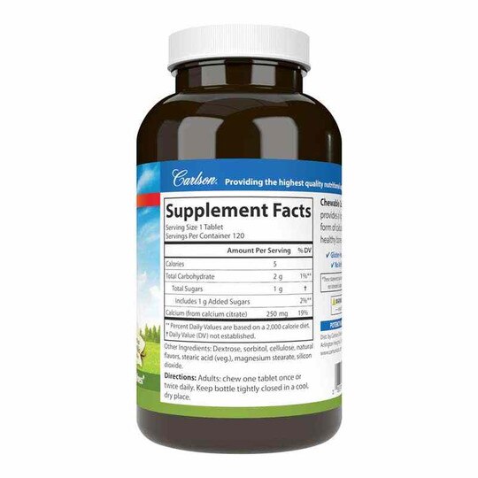 Calcium Citrate Chewable 250 Mg, 120 Tablets, CL