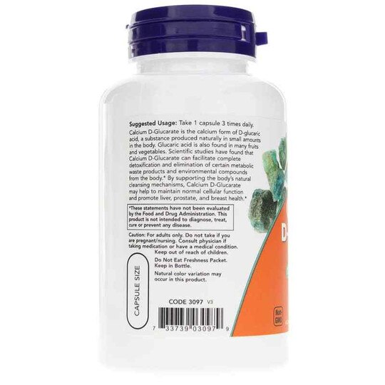 Calcium D-Glucarate 500 Mg, 90 Veg Capsules, NOW