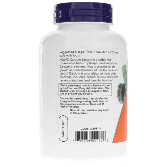 Calcium Lactate, 250 Tablets, NOW