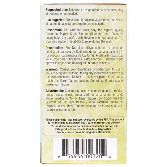 California Poppy Seed 500 Mg, 60 Veg Capsules, BNU