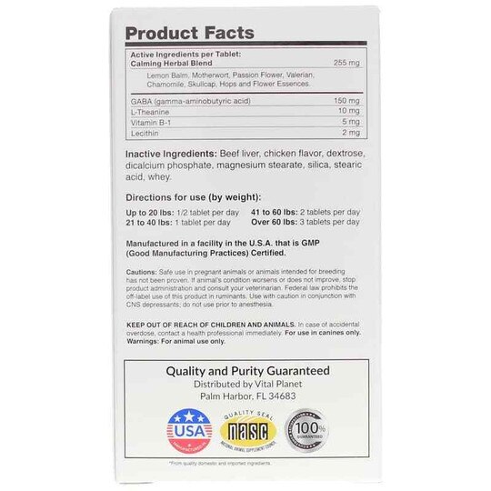 Calm for Dogs Chewable Tablets, 60 Chewable Tablets, VTP