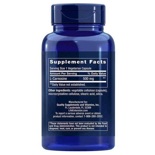 Carnosine 500 Mg, 60 Veg Capsules, LFE