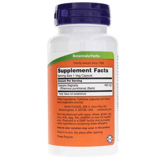 Cascara Sagrada 450 Mg, 100 Veg Capsules, NOW