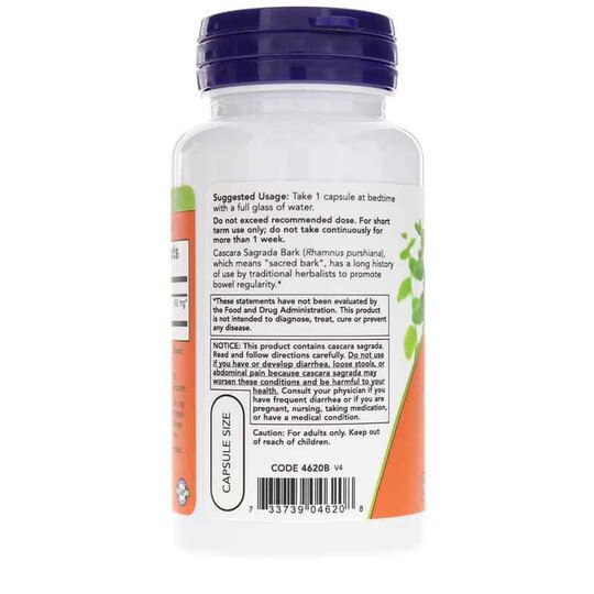 Cascara Sagrada 450 Mg, 100 Veg Capsules, NOW