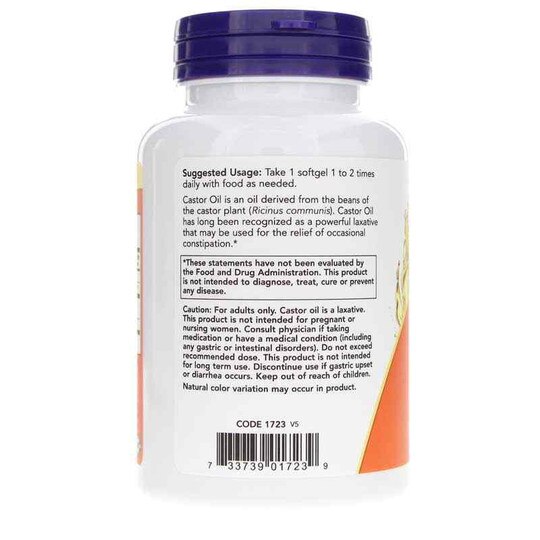 Castor Oil 650 Mg, 120 Softgels, NOW