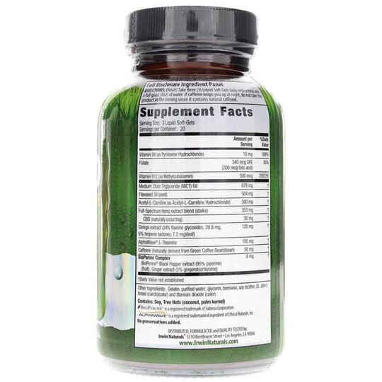 CBD + Brain Awake, 60 Liquid Softgels, IRN
