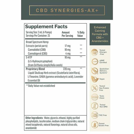CBD Synergies-AX+ Enhanced Calming Formula Nanoemulsified, 1.7 Oz, QSS