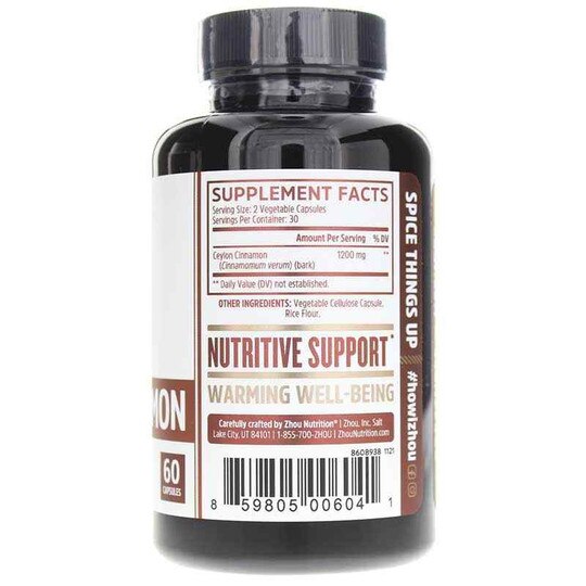 Ceylon Cinnamon, 60 Capsules, ZHO