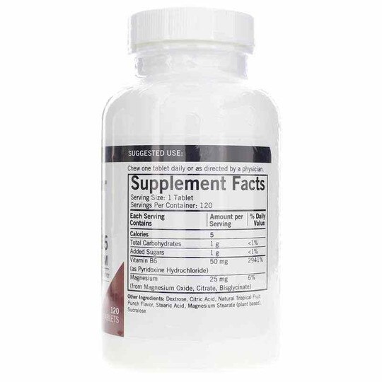 Chewable Vitamin B6 with Magnesium, 120 Tablets, KRK