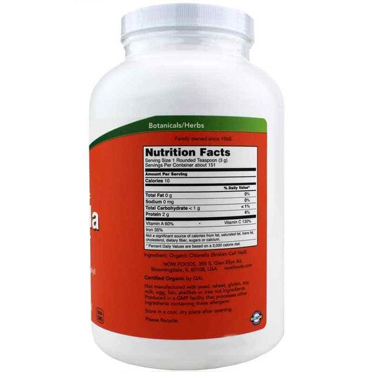 Chlorella Pure Powder Organic, 1 Lbs, NOW