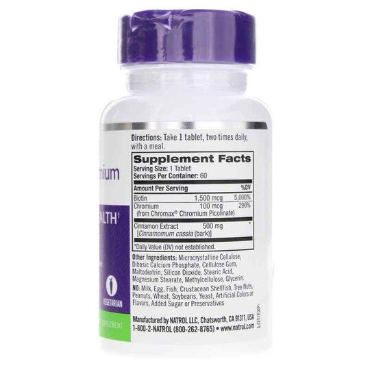 Cinnamon, Chromium & Biotin Blood Sugar Health, 60 Tablets, NTR