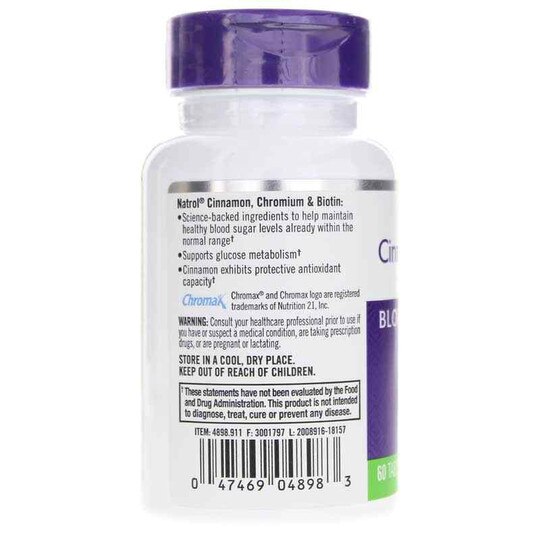 Cinnamon, Chromium & Biotin Blood Sugar Health, 60 Tablets, NTR