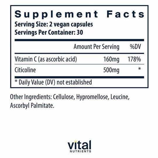 Citicoline Cognizin 250 Mg, 60 Veg Capsules, VTN