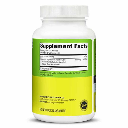 Citrus Kick Liposomal Vitamin C 1500 Mg, 120 Capsules, LVIT