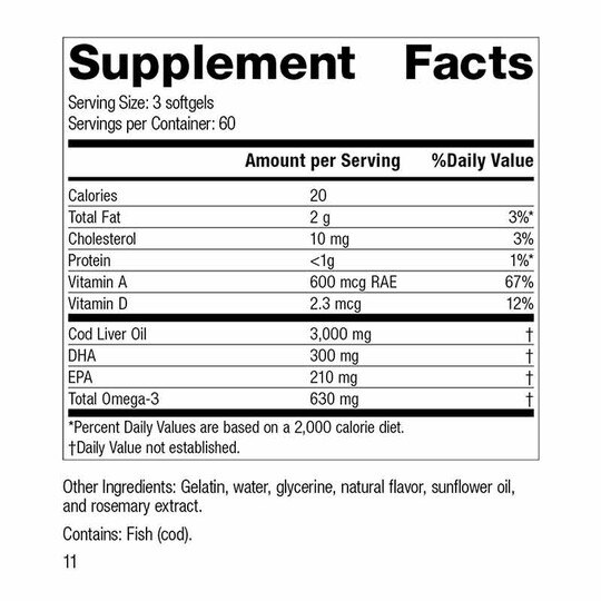 Cod Liver Oil, 180 Softgels, SP