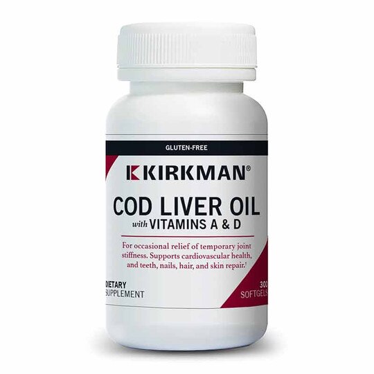 Cod Liver Oil with Vitamins A & D, 300 Gel Capsules, KRK