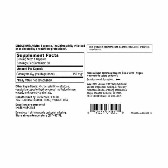 Coenzyme Q10 150 Mg, 60 Veg Capsules, KL