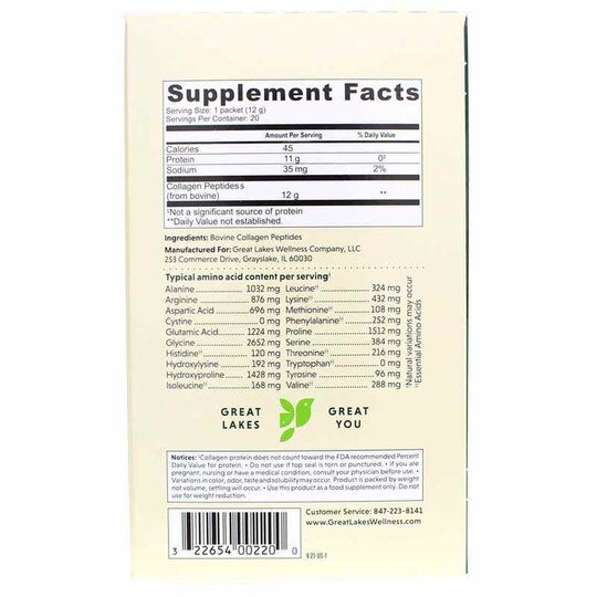 Collagen Peptides Singles, 20 Packets, GLW