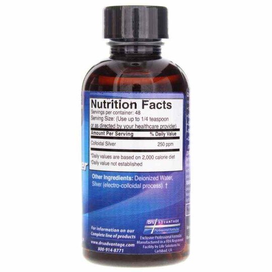 Colloidal Silver Liquid 250 ppm, 2 Oz, DRA
