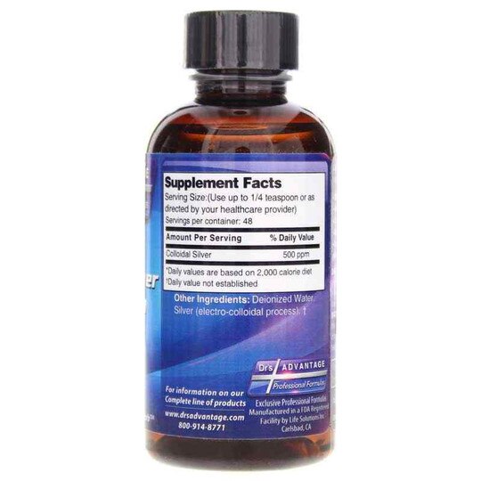 Colloidal Silver Liquid 500 ppm, 2 Oz, DRA