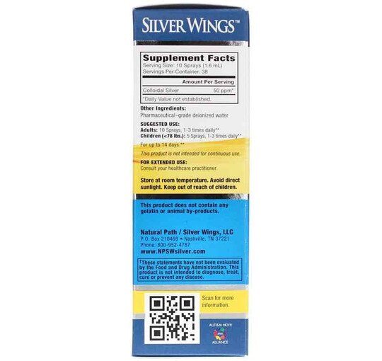Colloidal Silver Spray 50 PPM, 2 Oz, NPSW