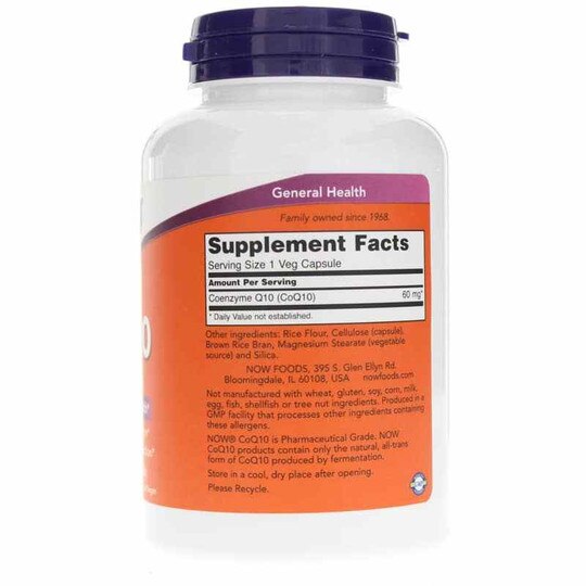 CoQ10 60 Mg, 180 Veg Capsules, NOW