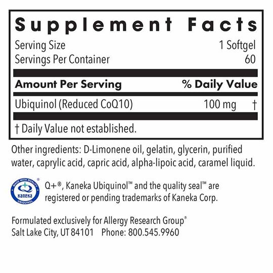 CoQH-CF Ubiquinol, 60 Softgels, ARG
