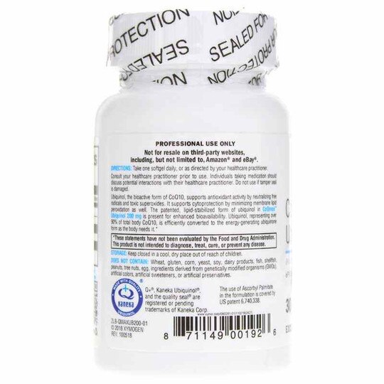 CoQmax Ubiquinol 200 Mg, 30 Softgels, XYM