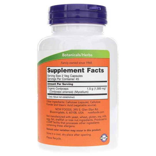 Cordyceps 750 Mg, 90 Veg Capsules, NOW