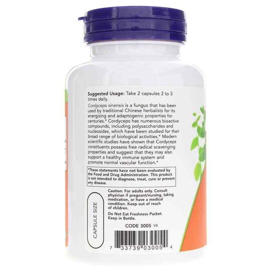 Cordyceps 750 Mg, 90 Veg Capsules, NOW