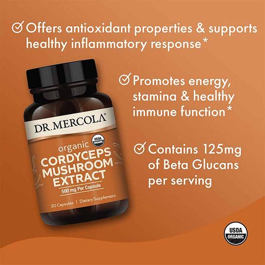 Cordyceps Mushroom Extract Organic, 30 Capsules, DRM