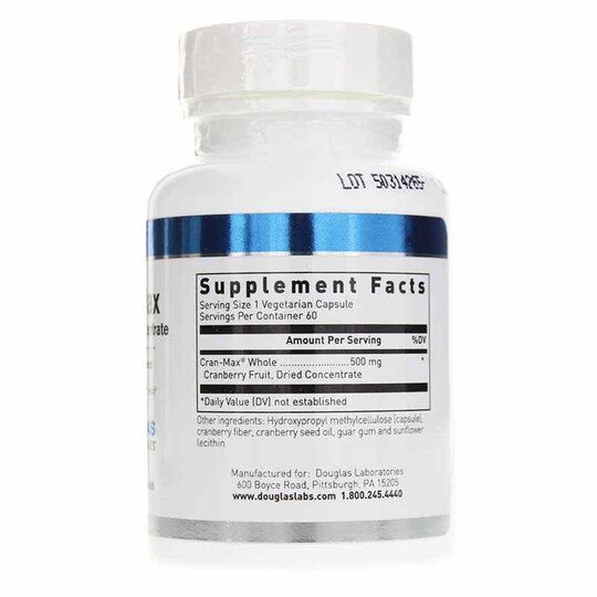 Cran-Max 500 Mg, 60 Capsules, DGL