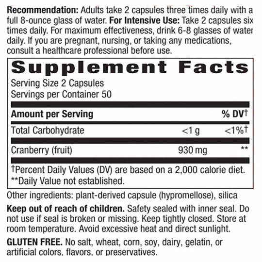 Cranberry Fruit, 100 Veg Capsules, NWA