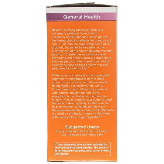Cranberry Mannose + Probiotics, 24 Packets, NOW