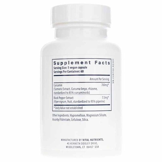 Curcumin Extract 700 Mg with Bioperine, 60 Veg Capsules, VTN