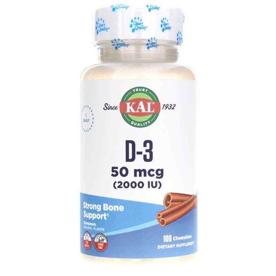 D-3 50 Mcg (2000 IU) Sugarless, 100 Chewables, KAL