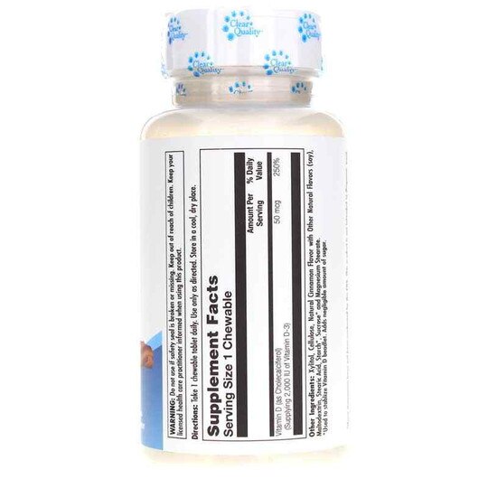 D-3 50 Mcg (2000 IU) Sugarless, 100 Chewables, KAL