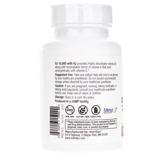 D3 10,000 with K2, 60 Softgels, ND