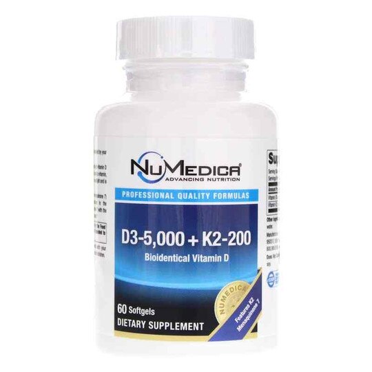 D3 5,000 + K2 200, 60 Softgels, NUM
