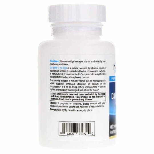 D3 5,000 + K2 200, 60 Softgels, NUM