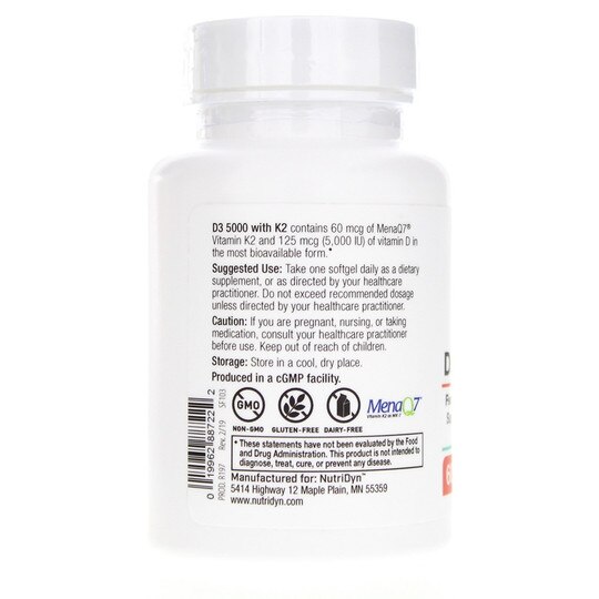 D3 5,000 with K2, 60 Softgels, ND