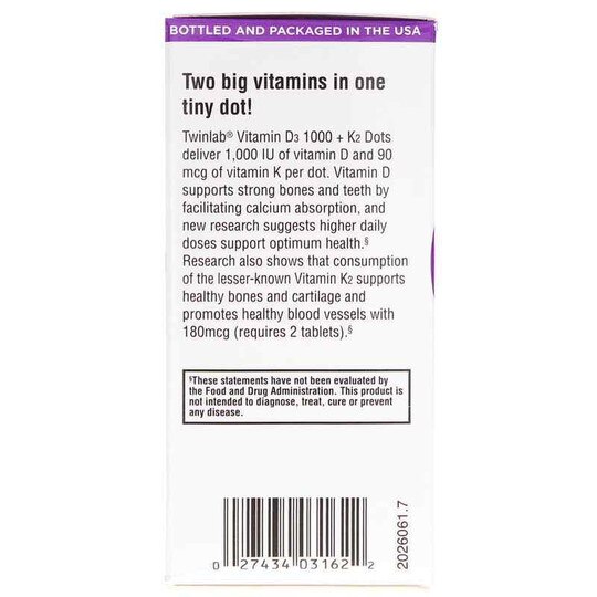 D3 + K2 Dots, 60 Tablets, TWL
