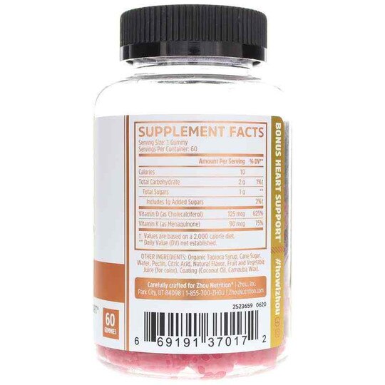 D3 + K2 Gummies, 60 Gummies, ZHO