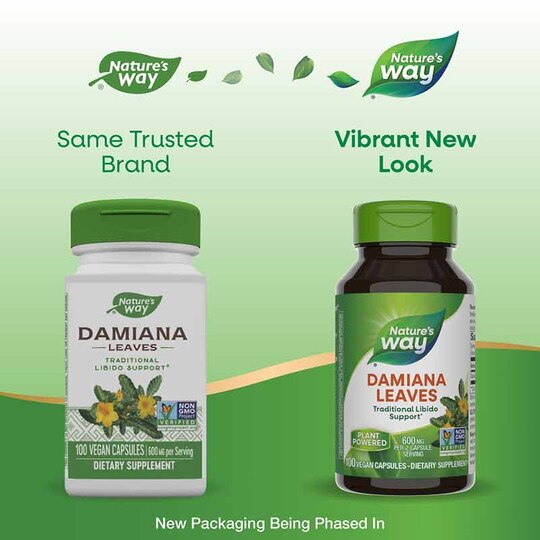 Damiana Leaves, 100 Vegan Capsules NWA