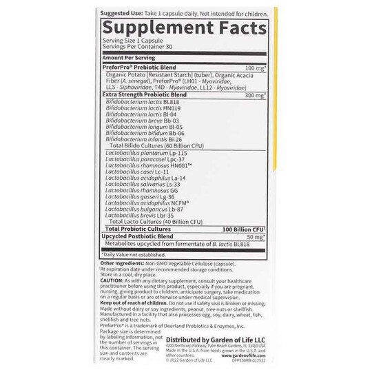 Dr. Formulated Probiotics 100 Billion, 30 Veg Capsules, GOL