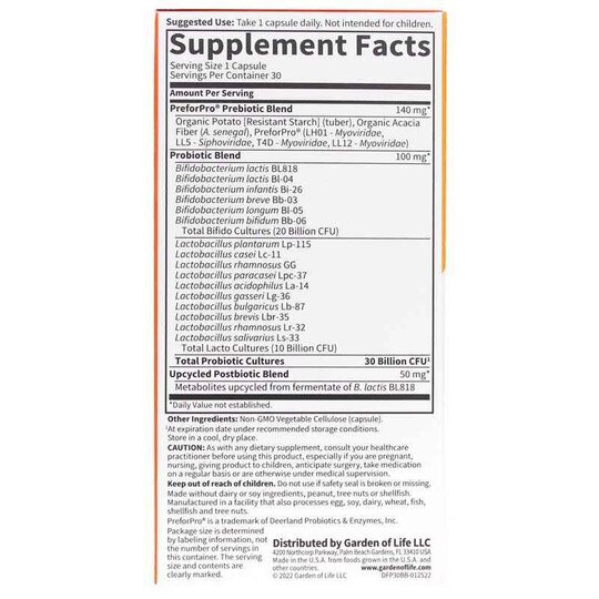 Dr. Formulated Probiotics 30 Billion, 30 Veg Capsules, GOL